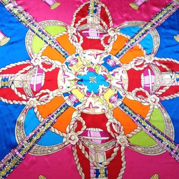 Luxury 100% Silk Colorful Gold Telescope Chapeau Scarf Wrap - Picture 7 of 14